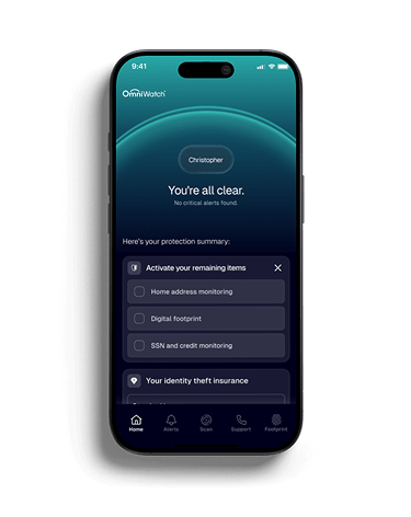Dashboard and summary checklist displayed on the OmniWatch mobile app