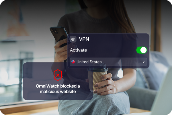 Safe Browsing VPN warning that a suspicious website was blocked