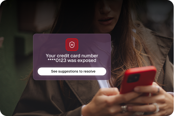 OmniWatch notification showing personal information found in a data breach